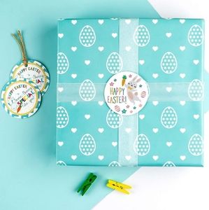 60 Ct.  2 Inch Easter Theme Stickers Labels Roll - Easter Bunny and Eggs…